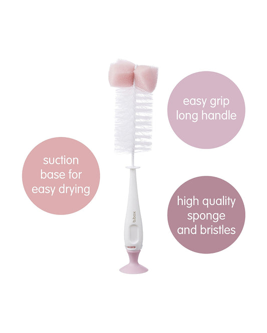 b.box 2-in-1 Bottle & Nipple Cleaning Brush-Comes with Separate Teat Cleaner-Soft Bristles For Scratch Free Clean-Blush