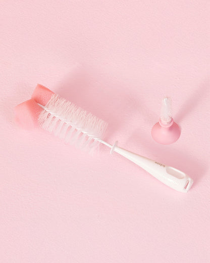 b.box 2-in-1 Bottle & Nipple Cleaning Brush-Comes with Separate Teat Cleaner-Soft Bristles For Scratch Free Clean-Blush