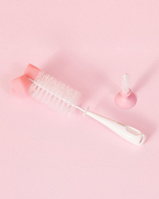 b.box 2-in-1 Bottle & Nipple Cleaning Brush-Comes with Separate Teat Cleaner-Soft Bristles For Scratch Free Clean-Blush