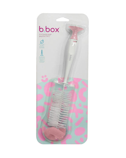 b.box 2-in-1 Bottle & Nipple Cleaning Brush-Comes with Separate Teat Cleaner-Soft Bristles For Scratch Free Clean-Blush