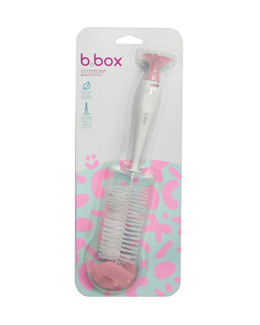b.box 2-in-1 Bottle & Nipple Cleaning Brush-Comes with Separate Teat Cleaner-Soft Bristles For Scratch Free Clean-Blush