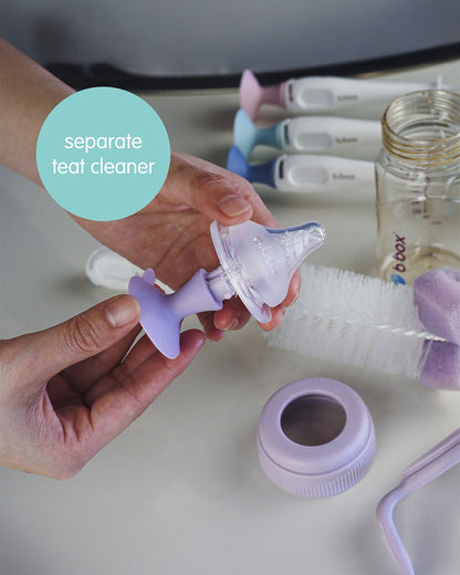 b.box 2-in-1 Bottle & Nipple Cleaning Brush-Comes with Separate Teat Cleaner-Soft Bristles For Scratch Free Clean-Ocean