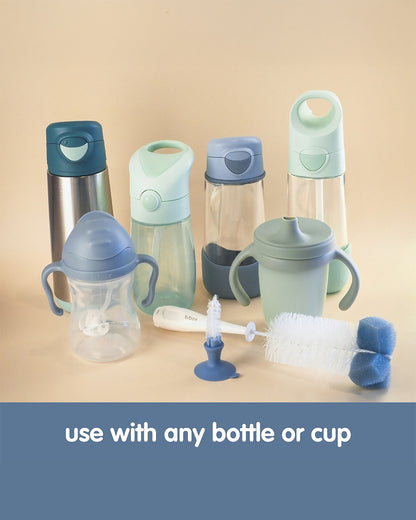 b.box 2-in-1 Bottle & Nipple Cleaning Brush-Comes with Separate Teat Cleaner-Soft Bristles For Scratch Free Clean-Ocean