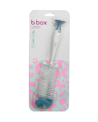 b.box 2-in-1 Bottle & Nipple Cleaning Brush-Comes with Separate Teat Cleaner-Soft Bristles For Scratch Free Clean-Ocean