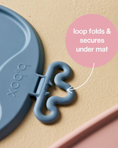 b.box Roll & Go Silicone Mat With Spoon-Meal Set-Three Section Divder-Suction Base-Travel Friendly-Blush Pink