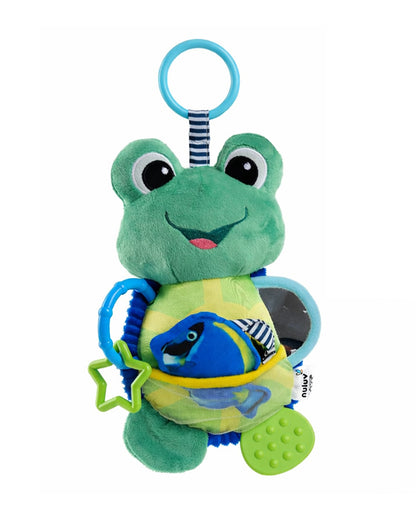 nuluv Activity Toad-Teether Rattle Toy-With Crinkle Sound & Fun Mirror for Self-recognition-Stroller Toy-3M+