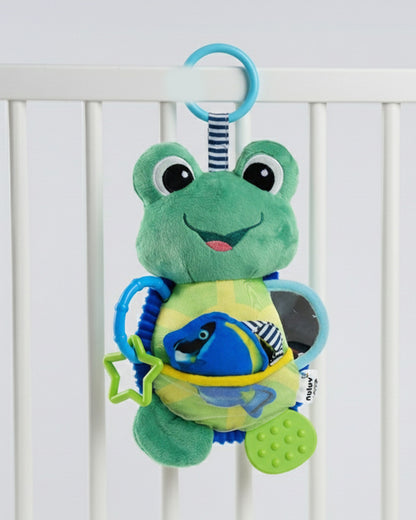 nuluv Activity Toad-Teether Rattle Toy-With Crinkle Sound & Fun Mirror for Self-recognition-Stroller Toy-3M+