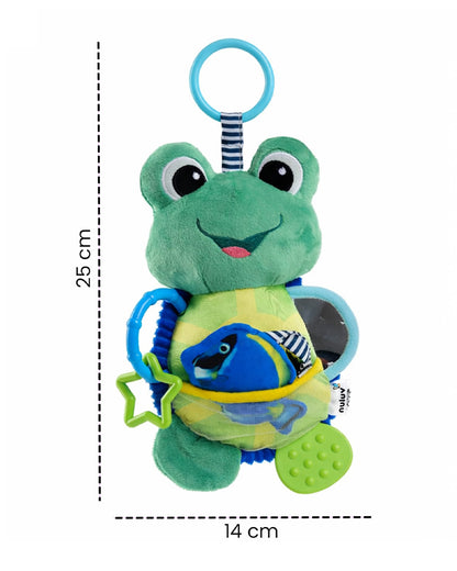 nuluv Activity Toad-Teether Rattle Toy-With Crinkle Sound & Fun Mirror for Self-recognition-Stroller Toy-3M+
