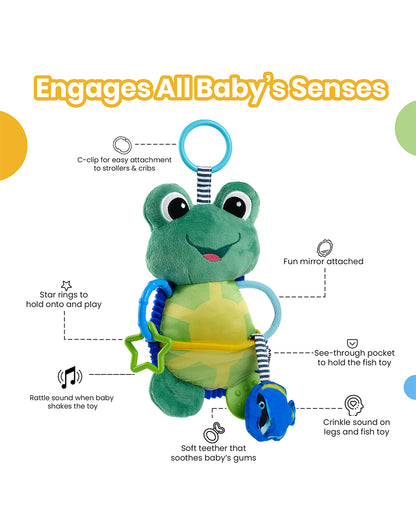 nuluv Activity Toad-Teether Rattle Toy-With Crinkle Sound & Fun Mirror for Self-recognition-Stroller Toy-3M+