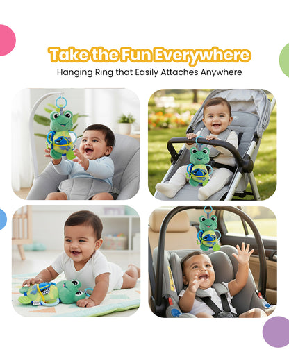 nuluv Activity Toad-Teether Rattle Toy-With Crinkle Sound & Fun Mirror for Self-recognition-Stroller Toy-3M+