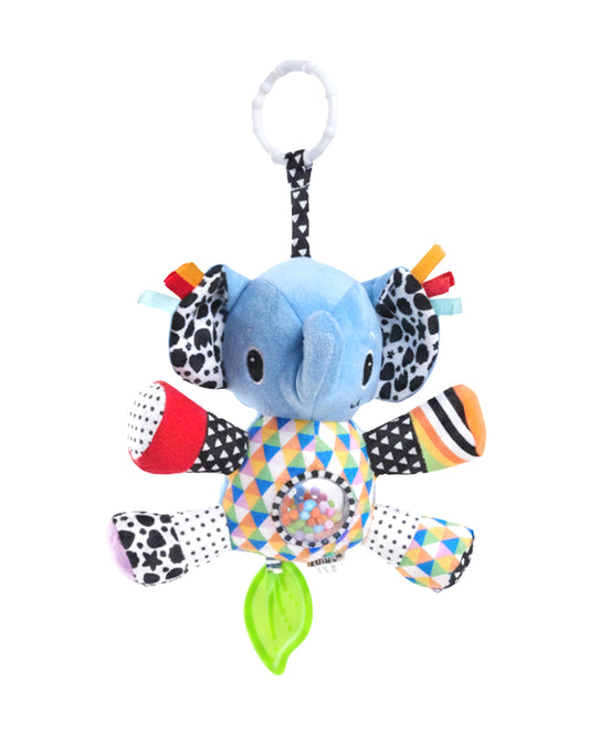 nuluv Activity Elephant-Teether Rattle Toy-With Crinkle Sound-Stroller Toy-3M+