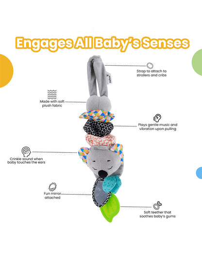 nuluv Musical Koala-Soft Toy-With Teether, Crinkle Sound & Fun Mirror for Self-recognition-Baby Sensory Stroller Toy-3M+
