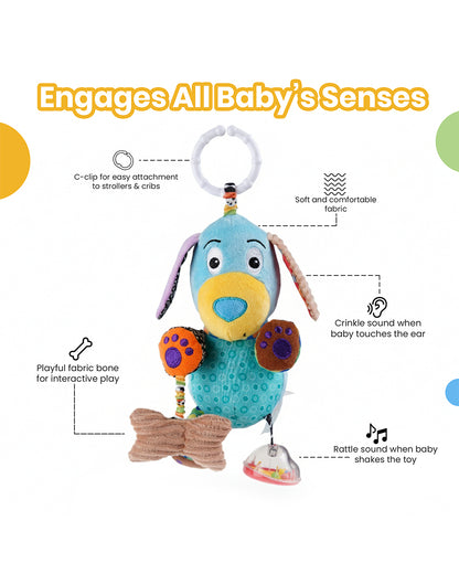 nuluv Play Puppy Rattle Toy-With Crinkle Sound-Stroller Toy-3M+