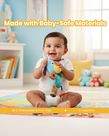 nuluv Play Puppy Rattle Toy-With Crinkle Sound-Stroller Toy-3M+
