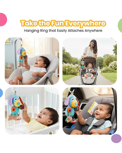 nuluv Play Puppy Rattle Toy-With Crinkle Sound-Stroller Toy-3M+