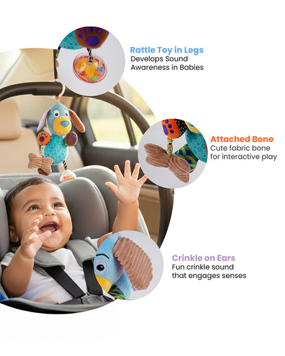 nuluv Play Puppy Rattle Toy-With Crinkle Sound-Stroller Toy-3M+