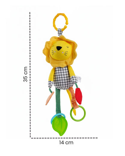 nuluv Lino Buddy-Teether Rattle Toy-With Crinkle Sound & Fun Mirror for Self-recognition-Stroller Toy-3M+