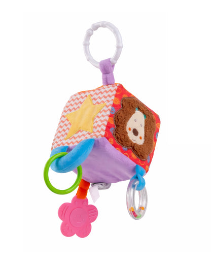 nuluv Activity Cube-Teether Rattle Toy-With Crinkle Sound & Fun Mirror for Self-recognition-Stroller Toy-3M+