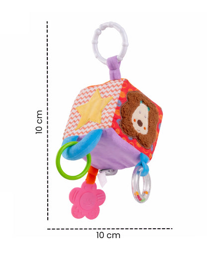 nuluv Activity Cube-Teether Rattle Toy-With Crinkle Sound & Fun Mirror for Self-recognition-Stroller Toy-3M+