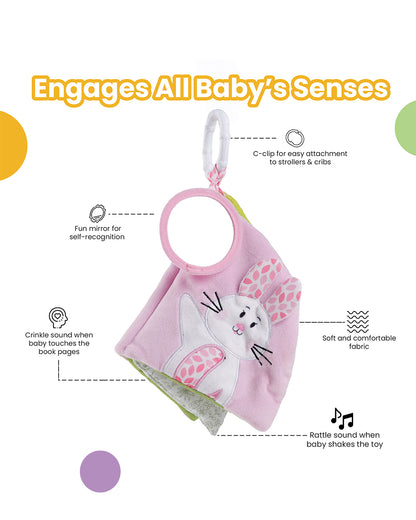 nuluv Butterfly Cloth Book-With Rattle & Crinkle Sound-Fun Mirror for Self-recognition-Learning & Educational Toys For 3M+