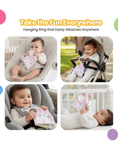 nuluv Butterfly Cloth Book-With Rattle & Crinkle Sound-Fun Mirror for Self-recognition-Learning & Educational Toys For 3M+