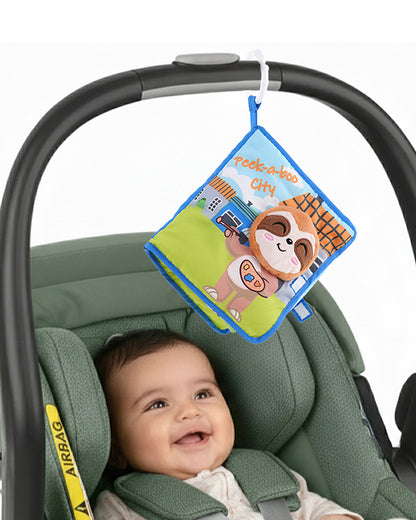nuluv Peek-a-boo City-Cloth Book-With Squeaker, Rattle & Crinkle Sound-Learning & Educational Toys For 3M+