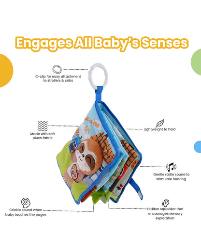 nuluv Peek-a-boo City-Cloth Book-With Squeaker, Rattle & Crinkle Sound-Learning & Educational Toys For 3M+