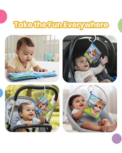nuluv Peek-a-boo City-Cloth Book-With Squeaker, Rattle & Crinkle Sound-Learning & Educational Toys For 3M+