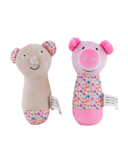 nuluv Sensory Buddies-Rattle Toy-With Squeaker-Pack of 2-3M+