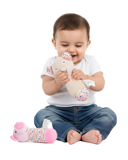 nuluv Sensory Buddies-Rattle Toy-With Squeaker-Pack of 2-3M+
