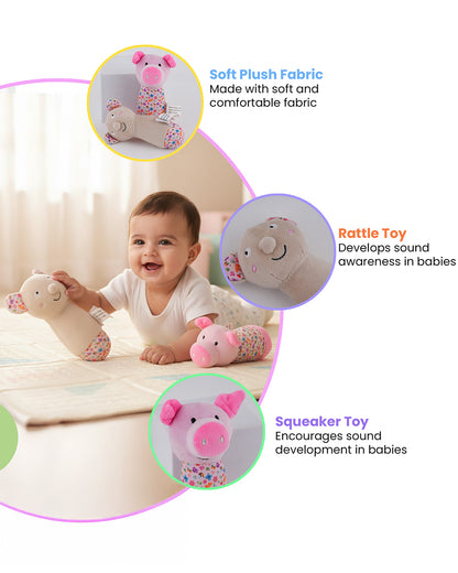 nuluv Sensory Buddies-Rattle Toy-With Squeaker-Pack of 2-3M+