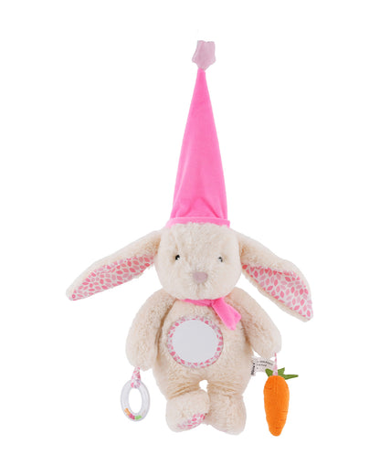 nuluv Bunny Soft Toy-With Ring Rattle & Fun Mirror for Self-recognition-3M+