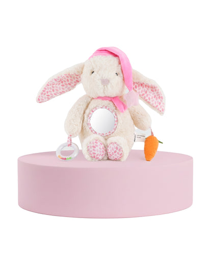 nuluv Bunny Soft Toy-With Ring Rattle & Fun Mirror for Self-recognition-3M+