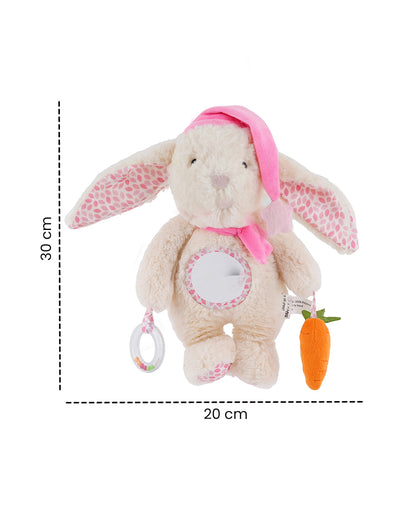 nuluv Bunny Soft Toy-With Ring Rattle & Fun Mirror for Self-recognition-3M+