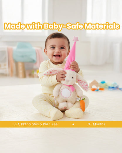 nuluv Bunny Soft Toy-With Ring Rattle & Fun Mirror for Self-recognition-3M+