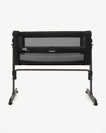 Joie Roomie Glide Bedside Crib-Single Hand Glide-With Removable Mattress & 4 Lockable Wheels-11 Height Adjustments-Dual Mesh Windows-For 0 to 6M (Upto 9 kg)-Shale