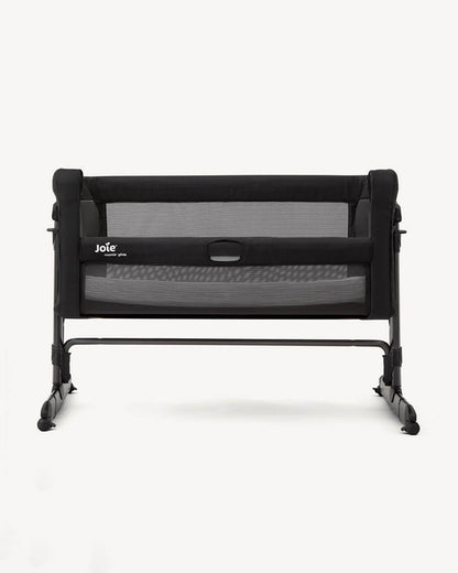 Joie Roomie Glide Bedside Crib-Single Hand Glide-With Removable Mattress & 4 Lockable Wheels-11 Height Adjustments-Dual Mesh Windows-For 0 to 6M (Upto 9 kg)-Shale