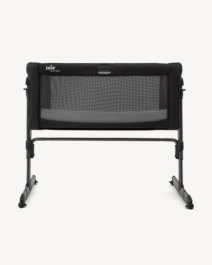 Joie Roomie Glide Bedside Crib-Single Hand Glide-With Removable Mattress & 4 Lockable Wheels-11 Height Adjustments-Dual Mesh Windows-For 0 to 6M (Upto 9 kg)-Shale