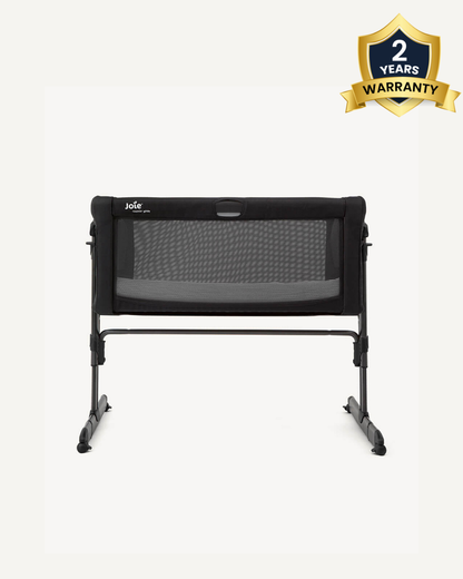 Joie Roomie Glide Bedside Crib-Single Hand Glide-With Removable Mattress & 4 Lockable Wheels-11 Height Adjustments-Dual Mesh Windows-For 0 to 6M (Upto 9 kg)-Shale