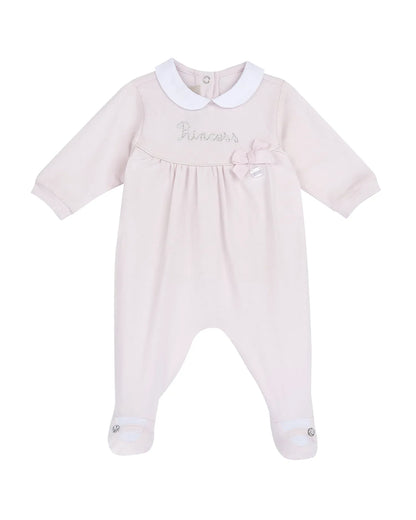 Chicco Pastel Pink Sleepsuit-Embellished-Cotton-For Infants