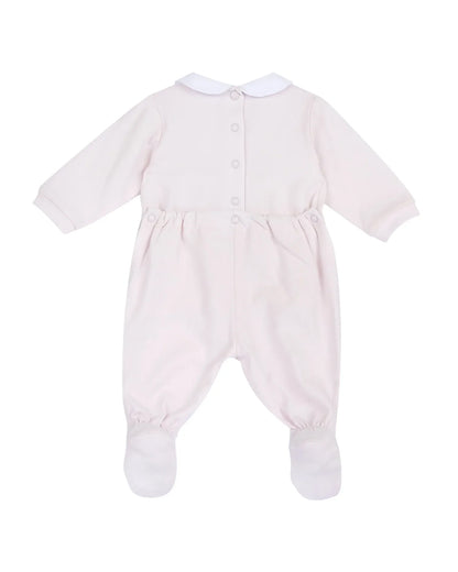 Chicco Pastel Pink Sleepsuit-Embellished-Cotton-For Infants