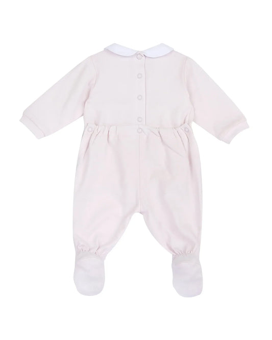 Chicco Pastel Pink Sleepsuit-Embellished-Cotton-For Infants