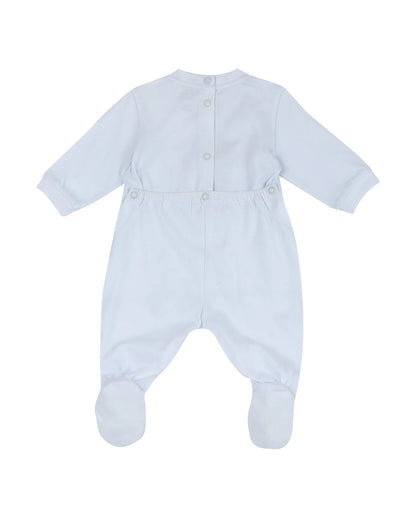 Chicco Light Blue Back Opening Sleepsuit-Animal Print-Cotton-For Infants