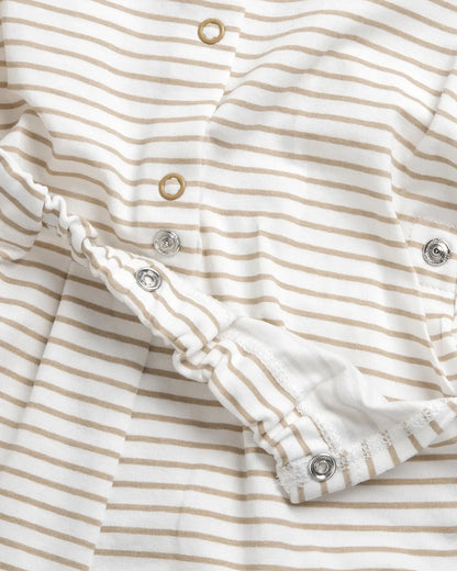 Chicco Beige Sleepsuit-Striped Print-Cotton-For Infants