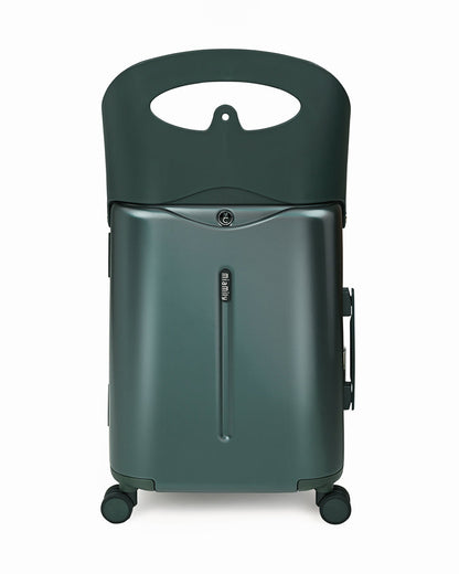 Miamily Forest Green Ride On Trolley Carry On Luggage-Swiss Design-with 3 Digit Lock and Built in Seat for Kids & Adults