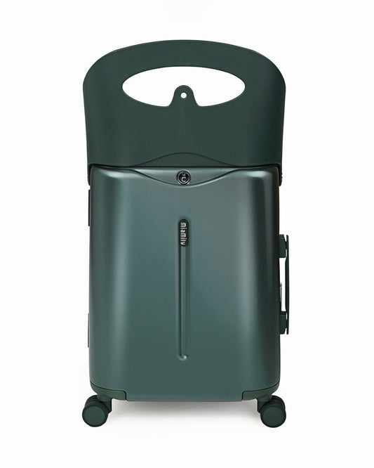 Miamily Forest Green Ride On Trolley Carry On Luggage-Swiss Design-with 3 Digit Lock and Built in Seat for Kids & Adults