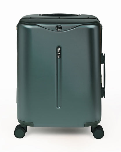 Miamily Forest Green Ride On Trolley Carry On Luggage-Swiss Design-with 3 Digit Lock and Built in Seat for Kids & Adults