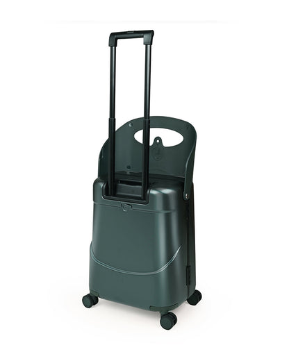 Miamily Forest Green Ride On Trolley Carry On Luggage-Swiss Design-with 3 Digit Lock and Built in Seat for Kids & Adults