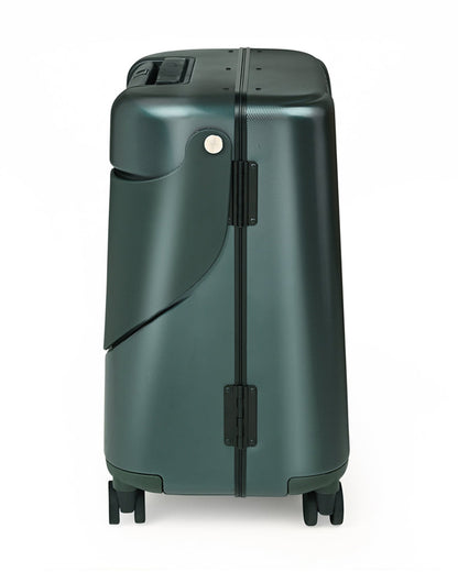 Miamily Forest Green Ride On Trolley Carry On Luggage-Swiss Design-with 3 Digit Lock and Built in Seat for Kids & Adults