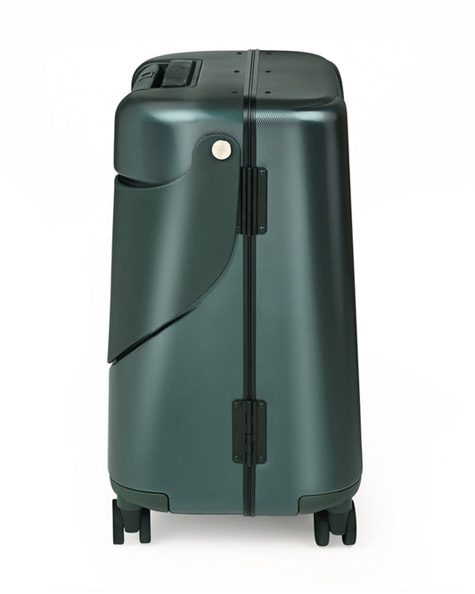 Miamily Forest Green Ride On Trolley Carry On Luggage-Swiss Design-with 3 Digit Lock and Built in Seat for Kids & Adults